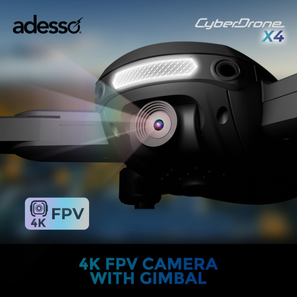 Adesso CyberDrone X4 4K FPV Camera Drone with Remote - Black