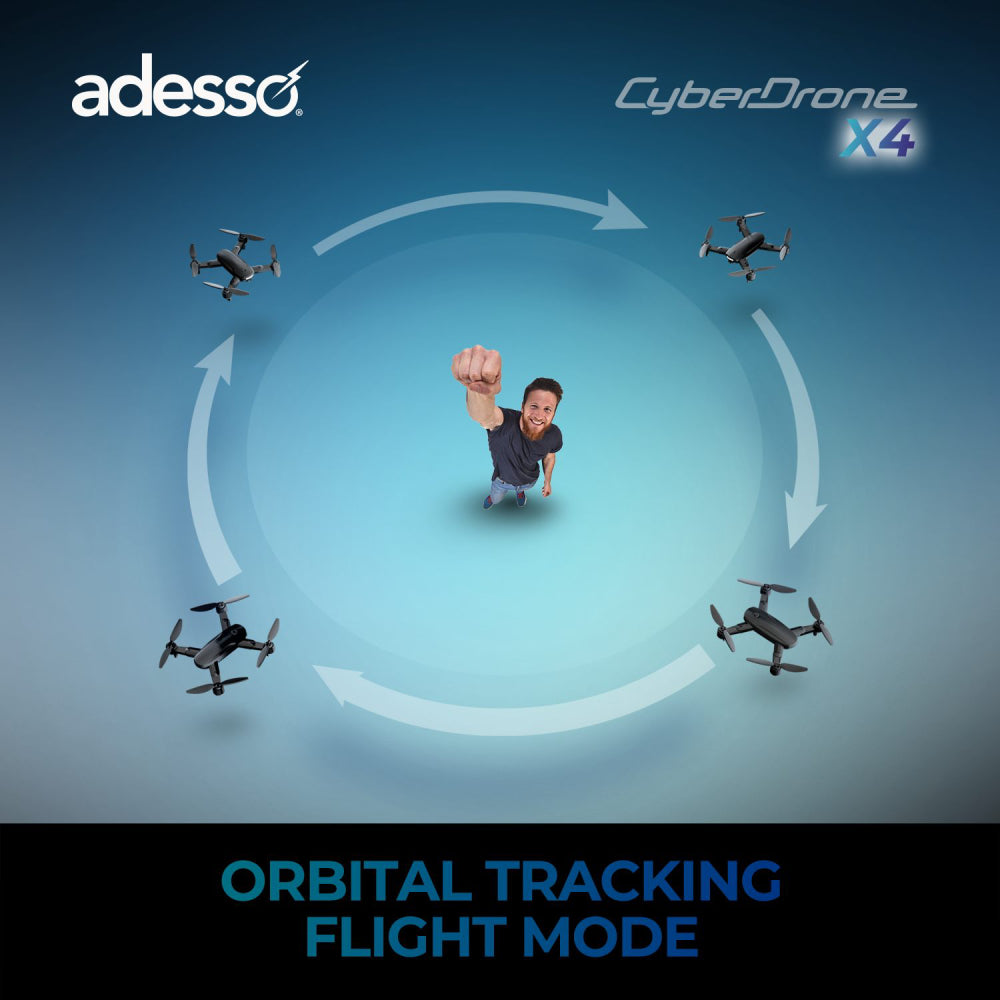 Adesso CyberDrone X4 4K FPV Camera Drone with Remote - Black