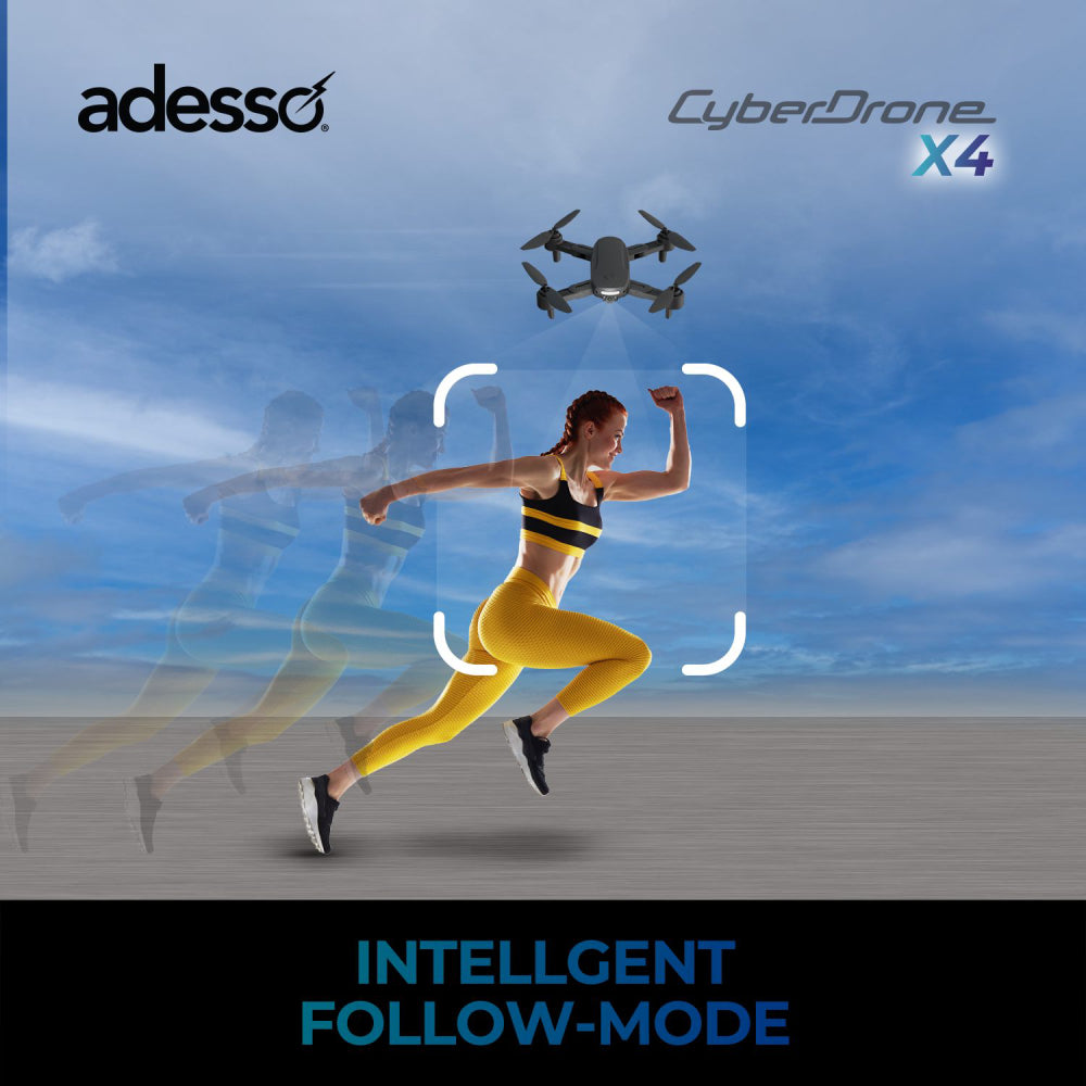 Adesso CyberDrone X4 4K FPV Camera Drone with Remote - Black