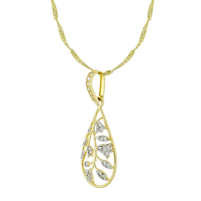 Collar con forma de lágrima en oro amarillo de 14 quilates