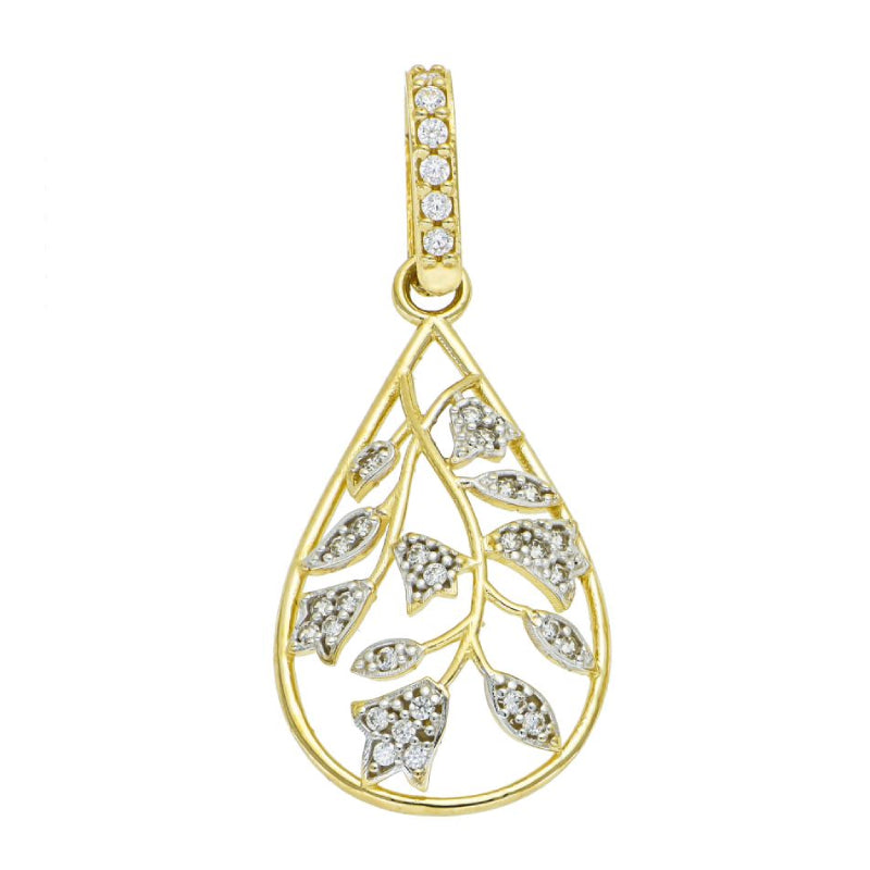 Collar con forma de lágrima en oro amarillo de 14 quilates