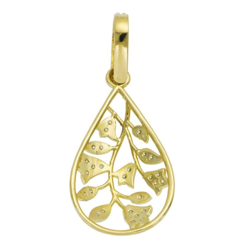 Collar con forma de lágrima en oro amarillo de 14 quilates