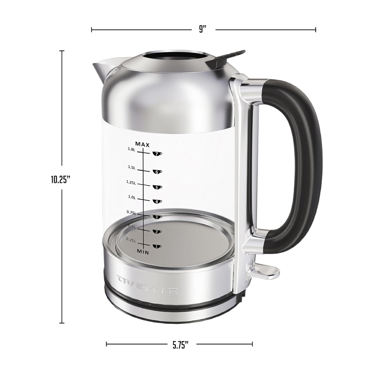 Ovente KG71S 1500W Electric Kettle with Boil Dry Protection - Silver