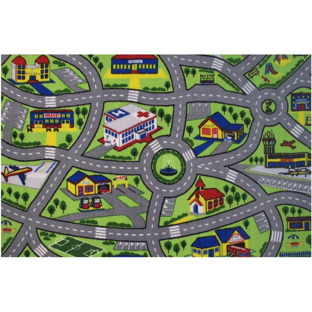 L.A Rugs Fun Time Driving Fun Rectangular Area Rug - Green