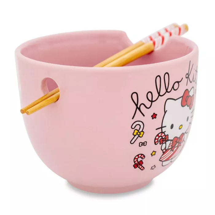 Sanrio Hello Kitty Holiday 20 oz Ceramic Ramen Bowl and Chopstick Set