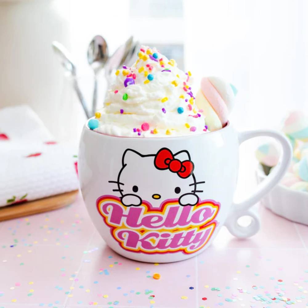 Sanrio Hello Kitty 16 oz Ceramic Coffee Cup With Loop Handle - White