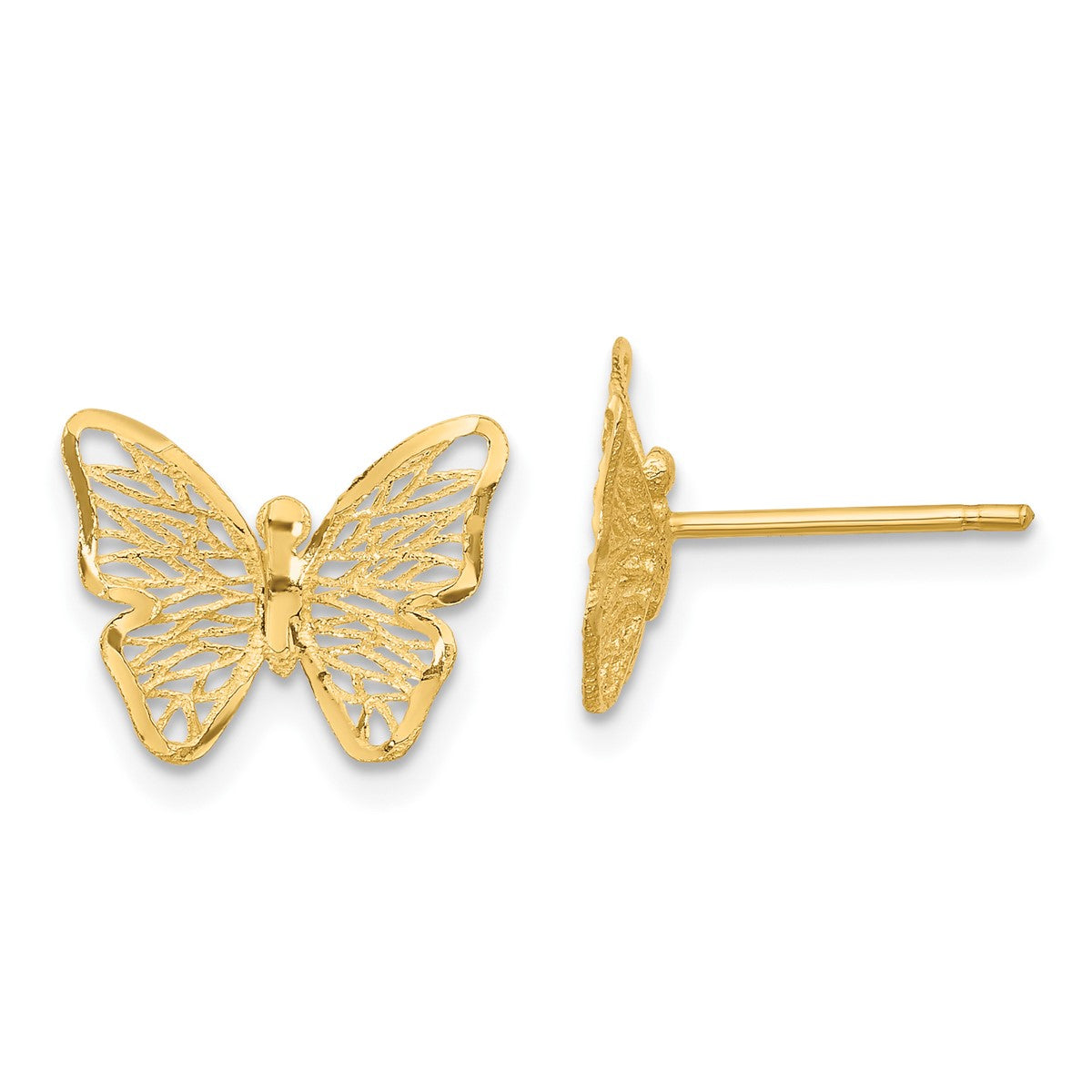 14K Leslie's Women's Diamond-Cut Butterfly Post Earrings in 14K Yellow Gold