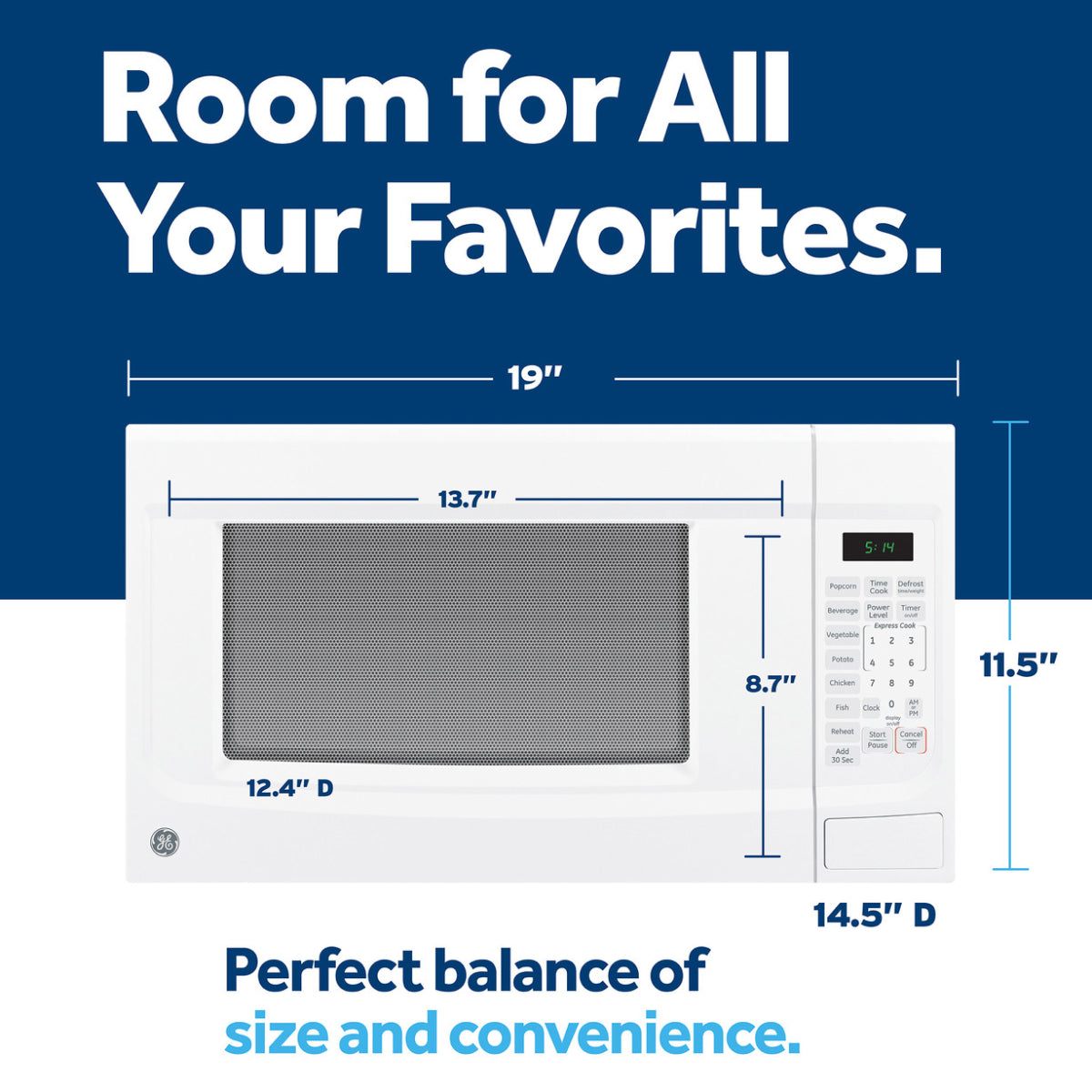 GE GCST14S1WWW 1.4 cu. ft. Countertop Microwave Oven - White
