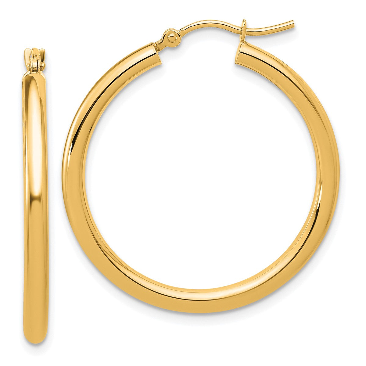 14K Leslie's Women's Tube Hoop Earrings in 14K Yellow Gold