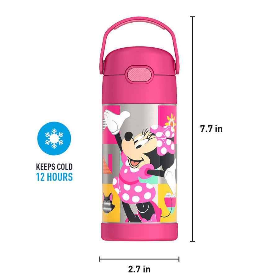 Thermos Funtainer Minnie Mouse Bowtique 12 oz Water Bottle with Straw - Pink