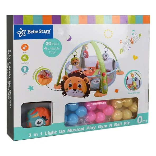 Baby Oversized Game Mat with Light, Music and 30 Playing Balls Lion