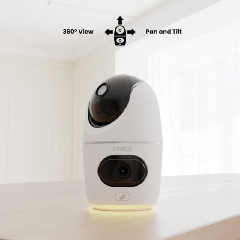 Lorex - 2K Dual Lens Indoor Pan-Tilt Wi-Fi Security Camera