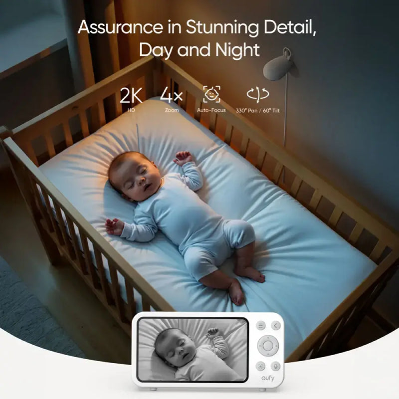 eufy E20 Baby Monitor with 2K Camera and 60° Tilt - White