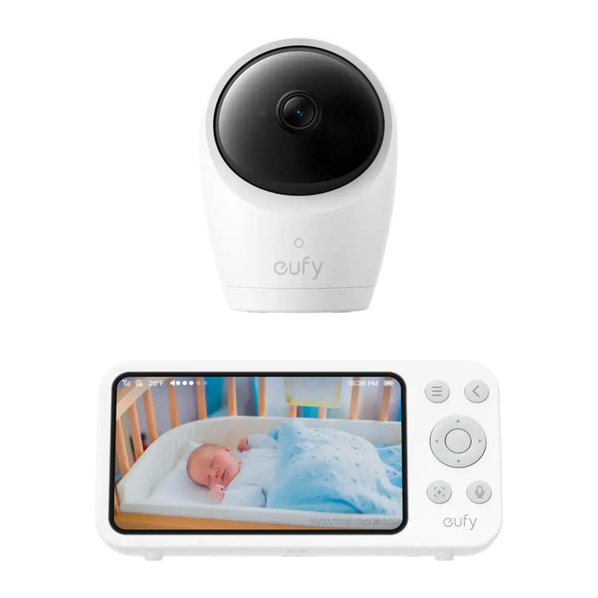 eufy E21 Baby Monitor with 4K Camera and Charging Base - White