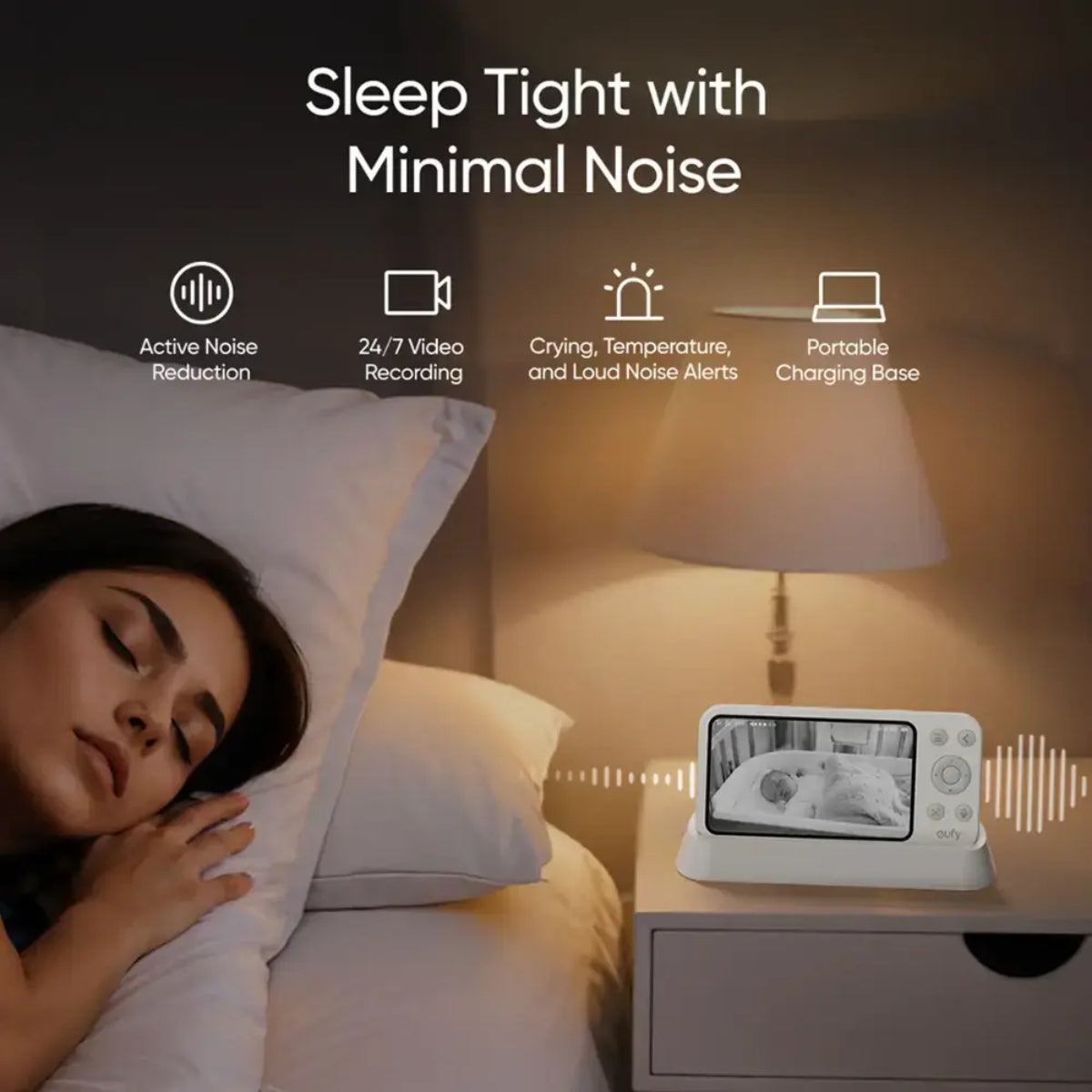 eufy E21 Baby Monitor with 4K Camera and Charging Base - White