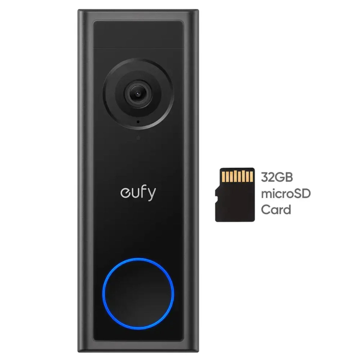 eufy C30 Smart Wi-Fi 2K Wireless Video Doorbell with 32GB MicroSD Card - Black