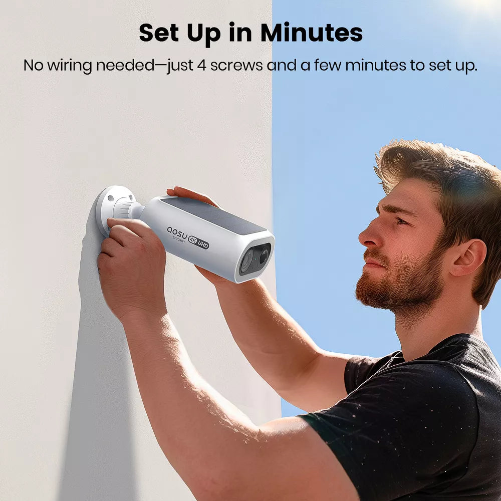 Aosu C8S 4K UHD 8.0-MP Wi-Fi AI-Smart SolarCam P1 Max Security Camera - White