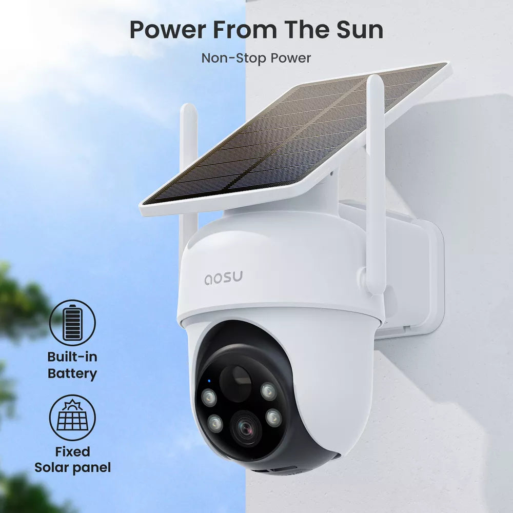 Aosu C9C-2H 2K QHD 3.0-MP Dual-Band Wi-Fi Outdoor AI-Smart Solar Security Camera Kit - White