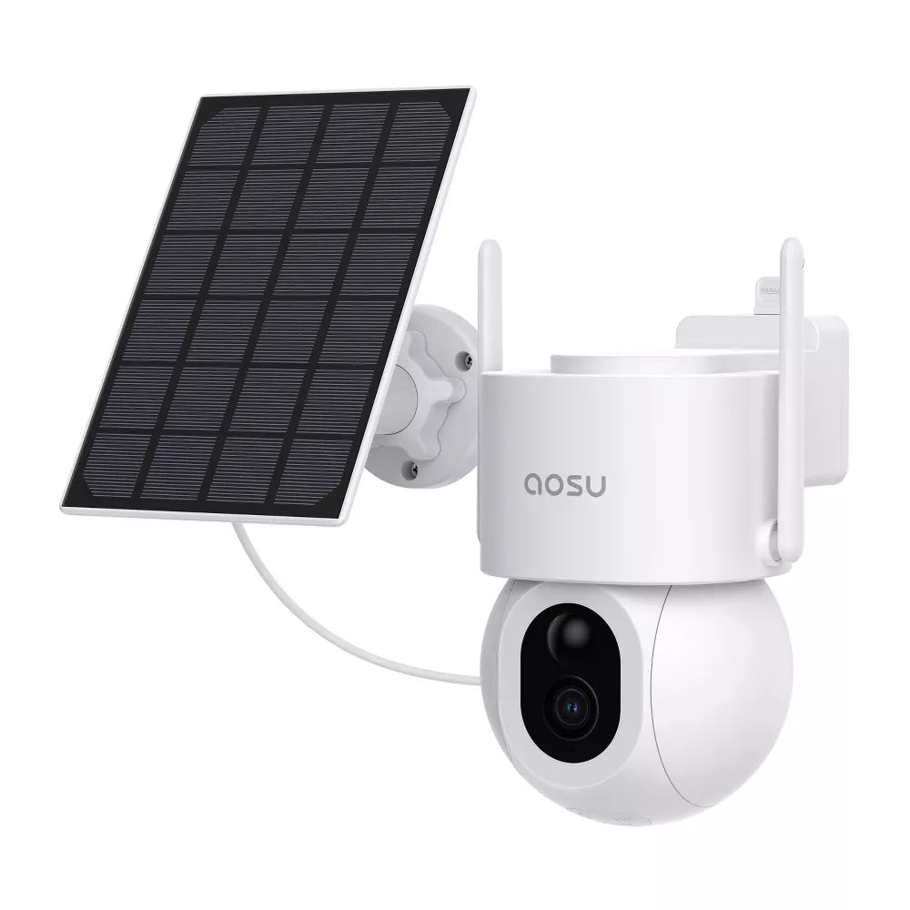 Aosu C9S 3K 5.0-MP Wi-Fi Outdoor AI-Smart Solar Security Camera with Panoramic PTZ - White