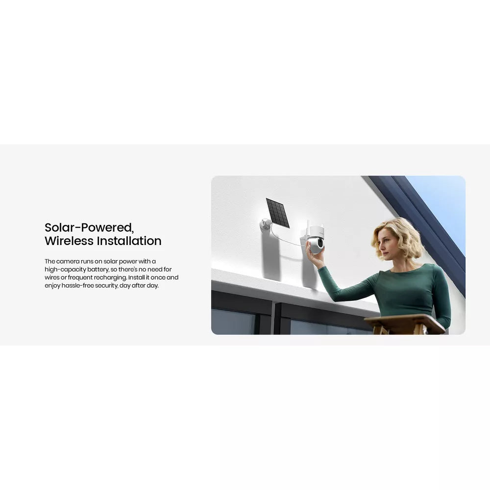 Aosu C9S 3K 5.0-MP Wi-Fi Outdoor AI-Smart Solar Security Camera with Panoramic PTZ - White