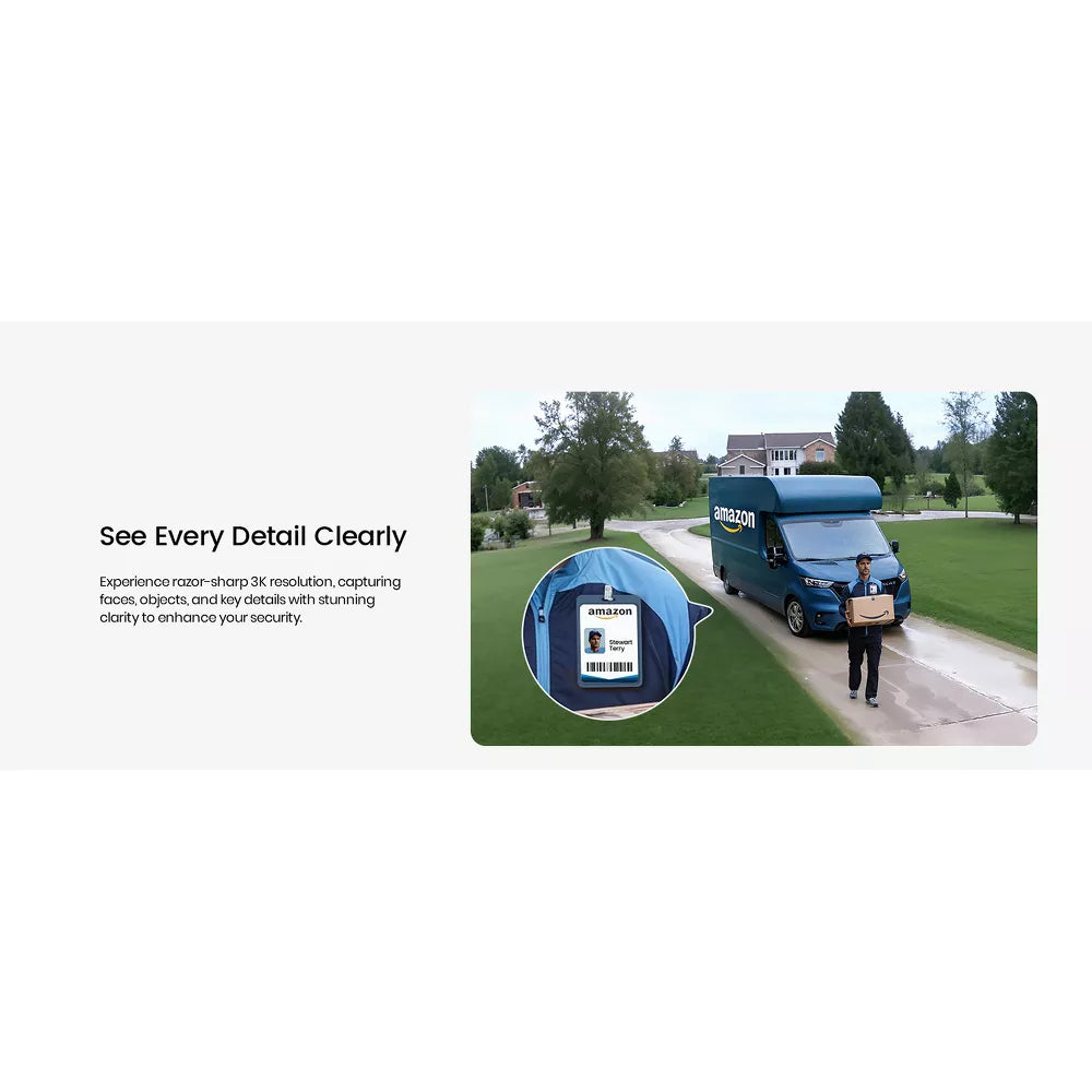 Aosu C9S 3K 5.0-MP Wi-Fi Outdoor AI-Smart Solar Security Camera with Panoramic PTZ - White