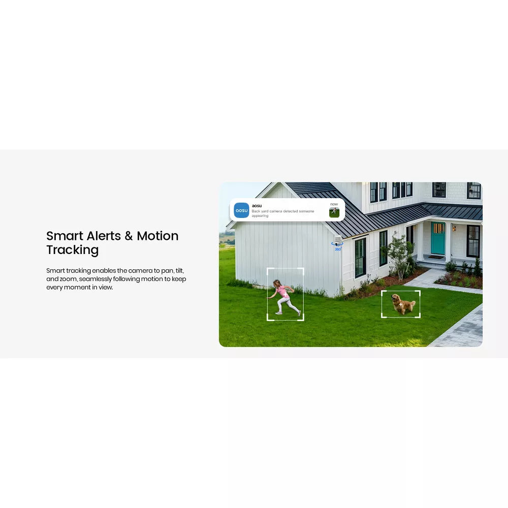 Aosu C9S 3K 5.0-MP Wi-Fi Outdoor AI-Smart Solar Security Camera with Panoramic PTZ - White