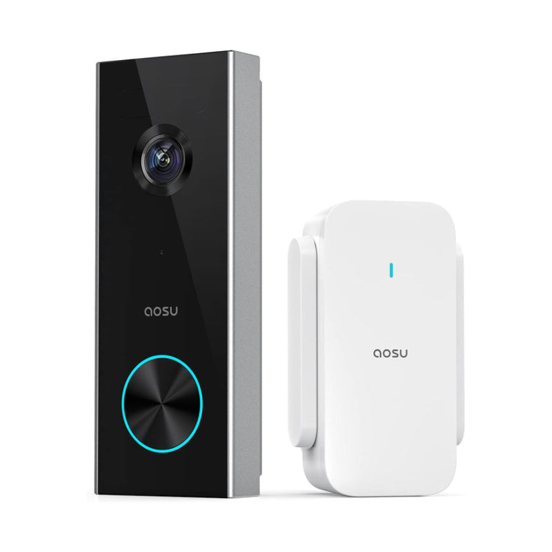 aosu V8P 2K QHD Video Doorbell Pro Smart Camera with Wi-Fi HomeBase - Gray/White