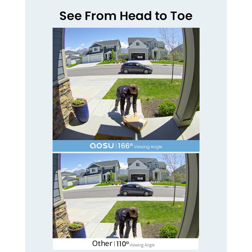 aosu V8S Ultra HD Doorbell Camera with Homebase - Black/White