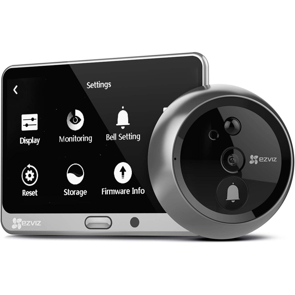 Ezviz DP1 WiFi Smart Door Viewer Video Intercom with Rechargeable Battery - Black/Silver - Curacao