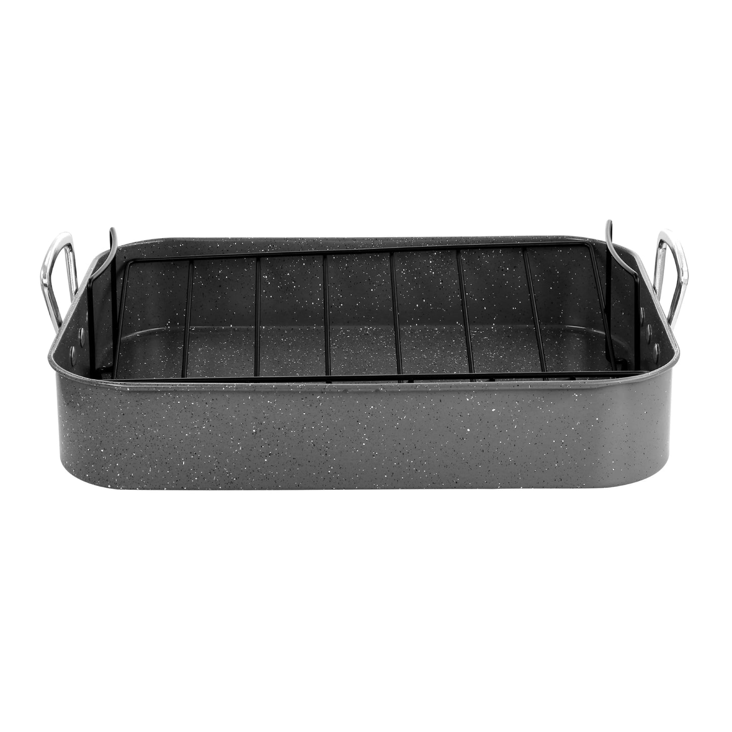 Gibson 12 Quart Carbon Steel Turkey Roasting Pan Set with Rack - Gray