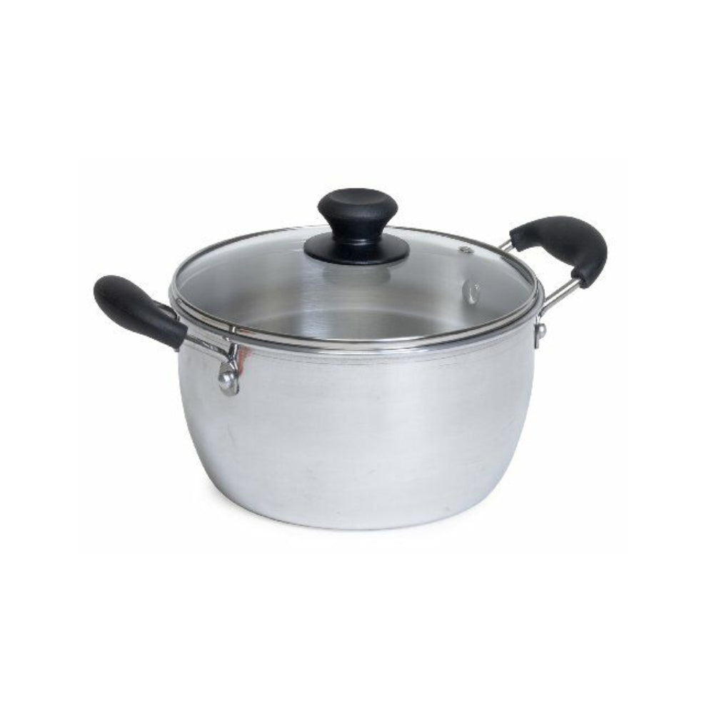 IMUSA 4 qt Sauce Pot with Glass Lid and Cool Touch Handles - Silver