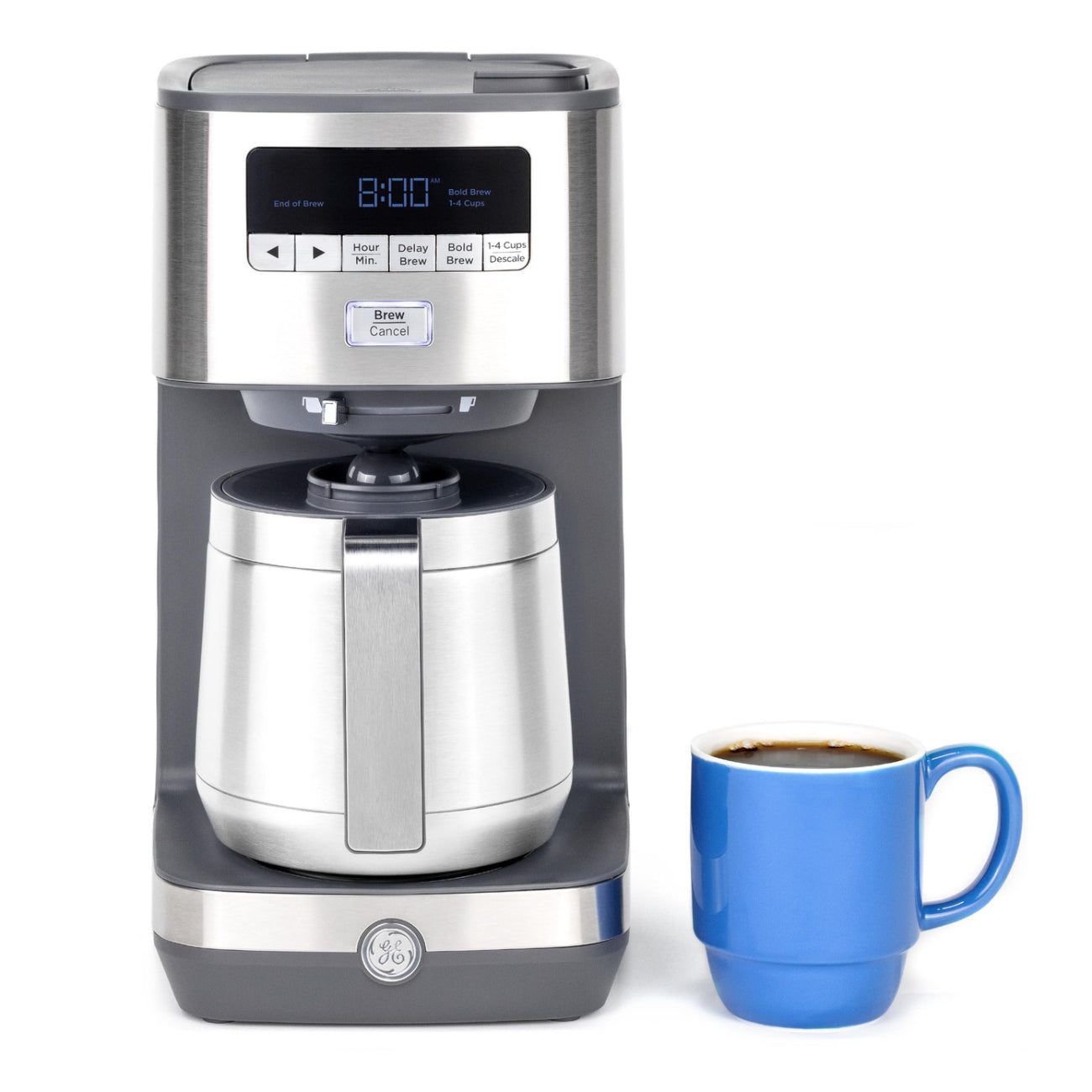 GE G7CDABSSTSS 10-Cup Drip Coffee Maker with Single Serve - Silver