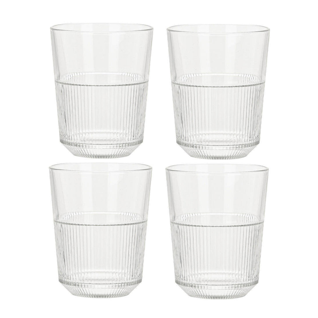 Koopman 11 oz Striped Drink Glass Set of 4 - Clear