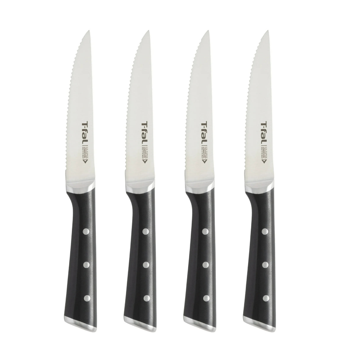 T-fal K282S464 Ice Force Steak Knife Set (4-Piece) - Silver/Black