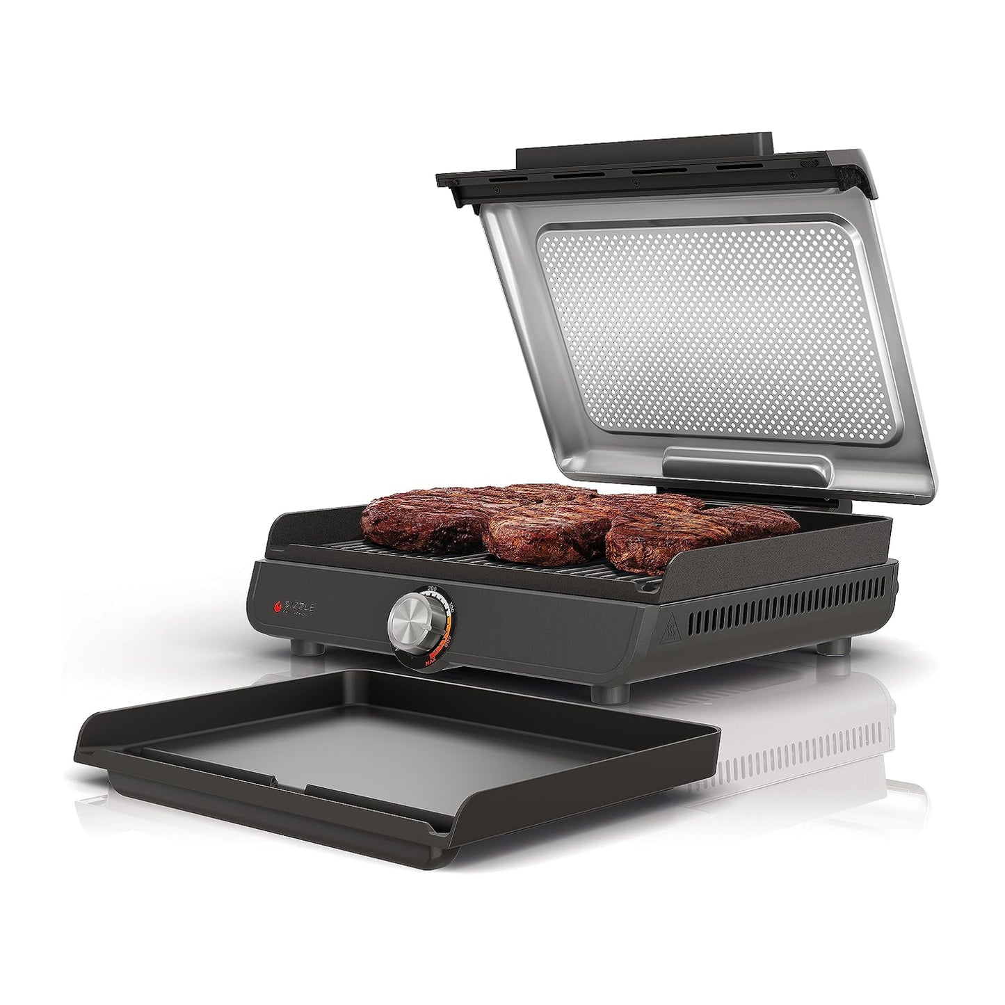 Ninja GR101 Sizzle Smokeless Indoor Grill & Griddle with Edge-to-Edge Heating - Gray/Silver
