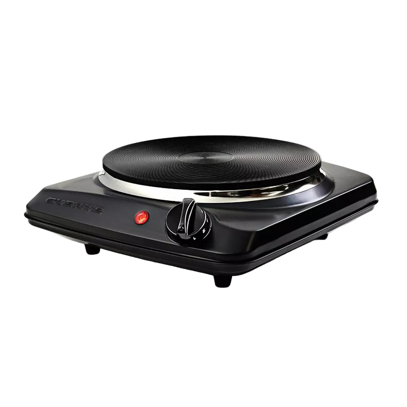 Ovente Electric Cast-Iron Burner with Adjustable Temperature Control and Indicator Light - Black