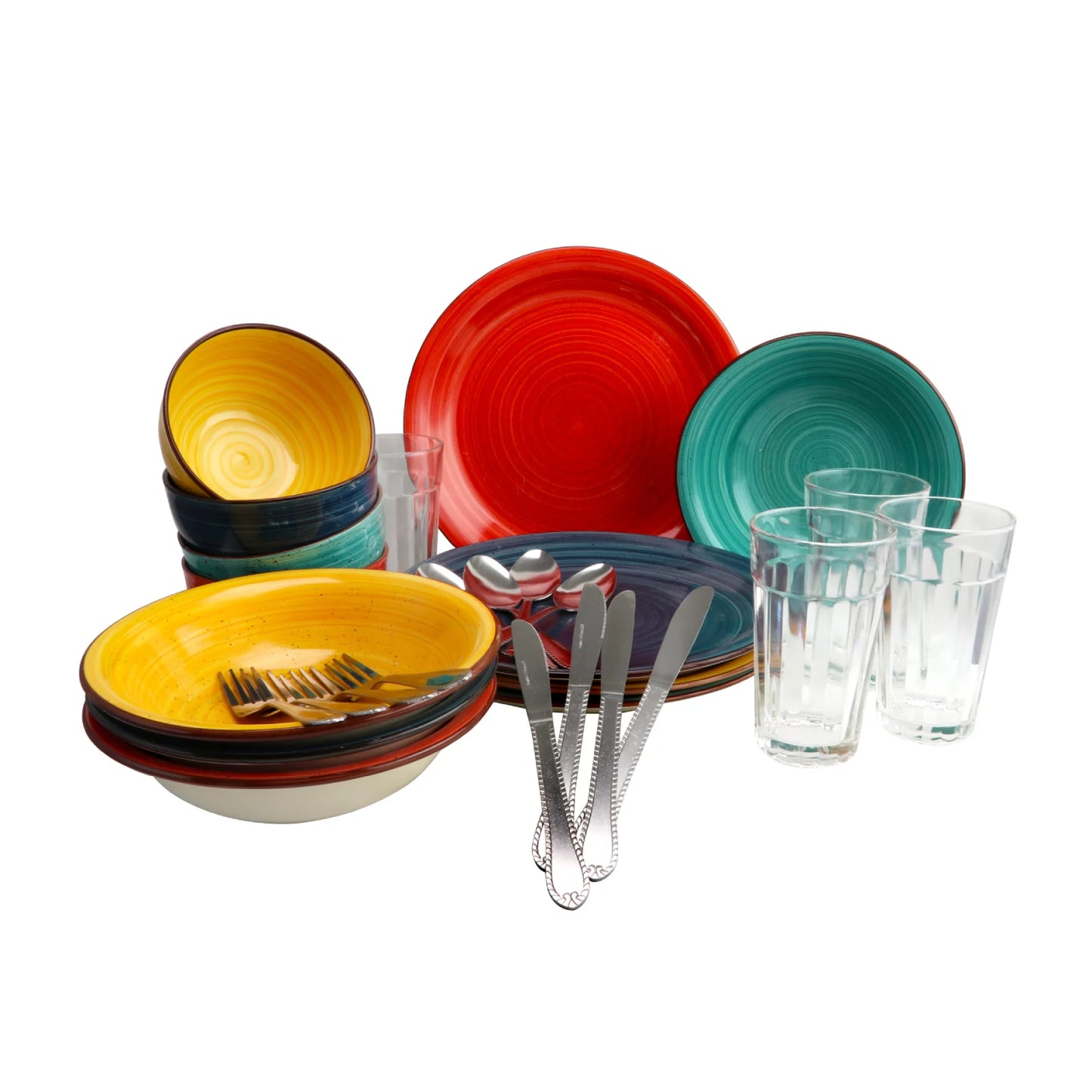 Gibson Home Color Speckle 28-Piece Mix and Match Dinnerware Set