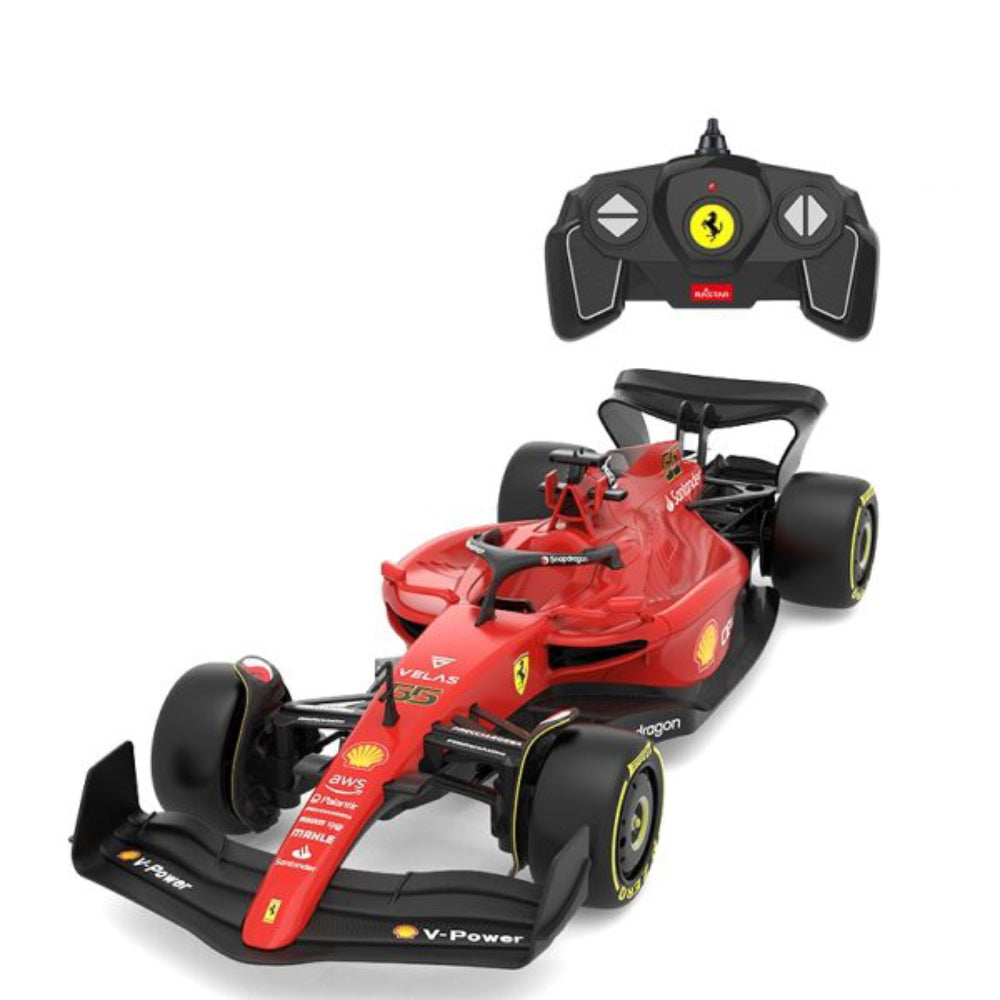 Coche de juguete a control remoto Ferrari F1-75, escala 1:18, color rojo