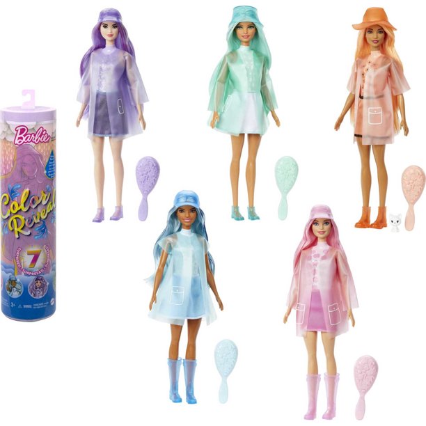 Barbie Color Reveal Doll, Sunshine and Sprinkles Series with 7 Surpises, Color-Change Transformation