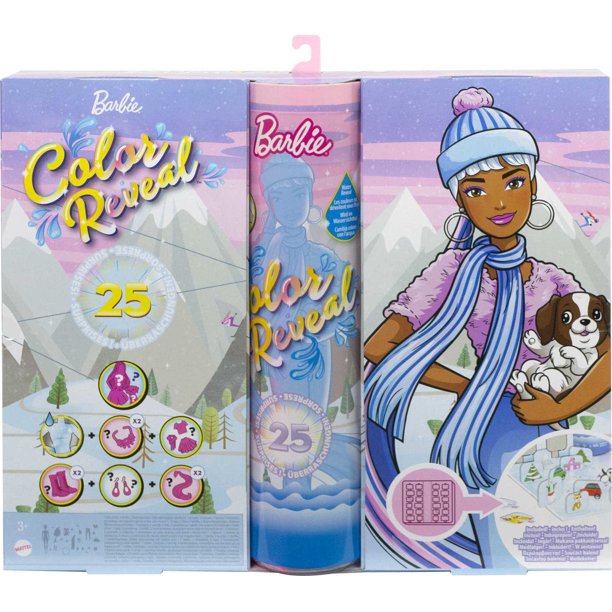 Calendario de adviento de Barbie con 25 sorpresas que incluyen 1 muñeca y 1 mascota