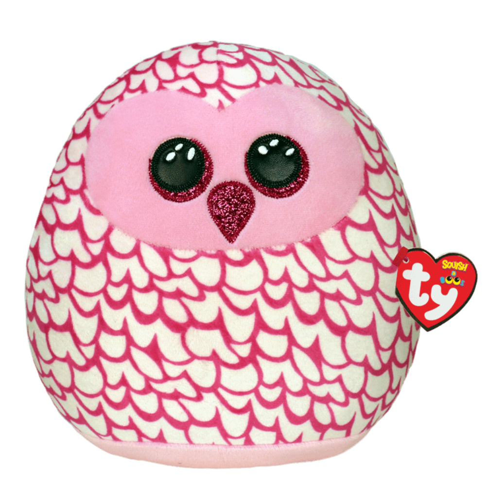 Ty Squishy Beanies - Peluche de búho rosado de 14" - Rosa