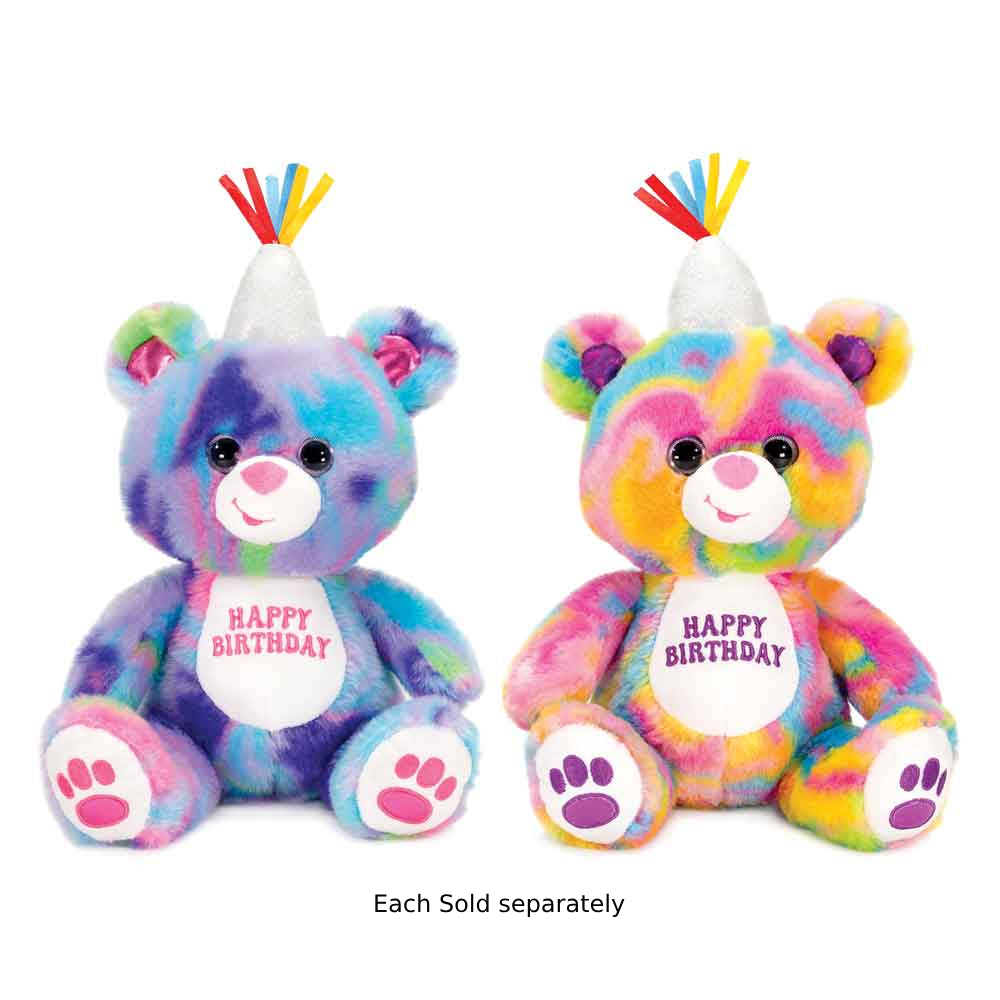 Fiesta 10" Psychedelic "Happy Birthday" Bear Plush Toy - Assortment
