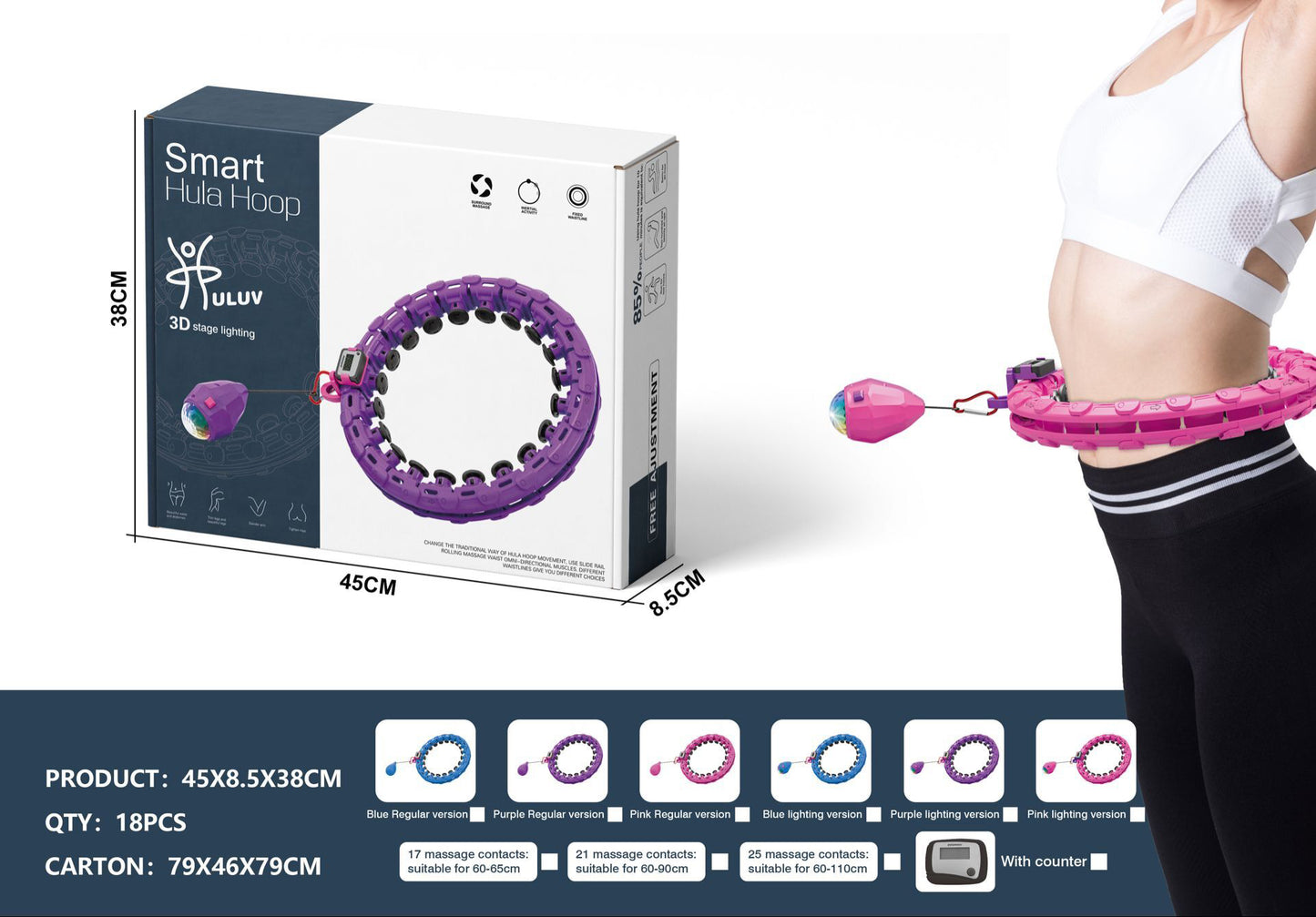 Smart Fitness Hula Hoop with 3D Stage Lighting & Counter