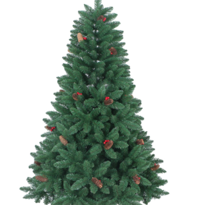 Árbol de Navidad verde TOI de 6 pies con piñas largas y bayas