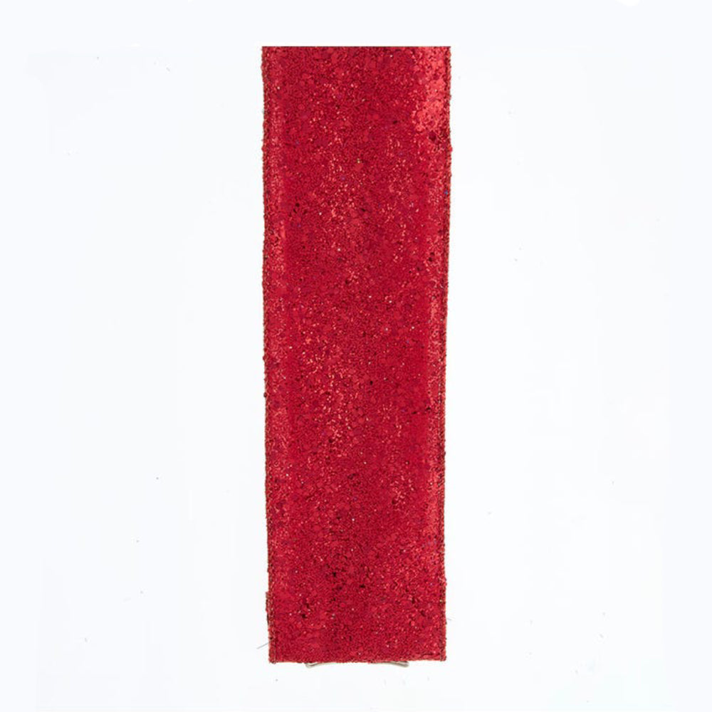 Kurt Adler 2.5" x 10 Yards Glitter Ribbon - Red