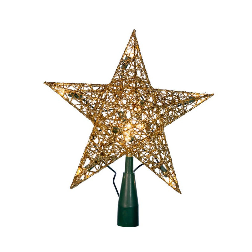 Kurt Adler 10-Light Gold Wire Star Treetop, 9-Inch