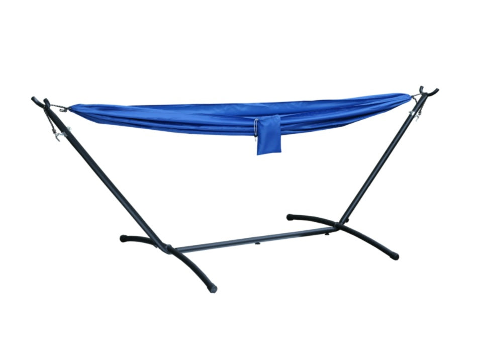 Liaoning Lucky Johnny Hammock Set with Metal Stand Base - Blue - Curacao