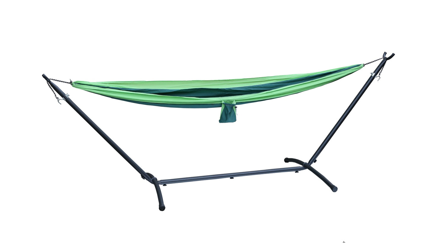 Liaoning Lucky Johnny Hammock Set with Metal Stand Base - Green - Curacao
