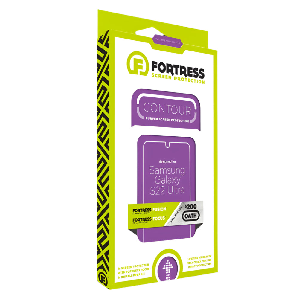 Protector de pantalla híbrido curvo Fortress Contour para Samsung Galaxy S22 Ultra