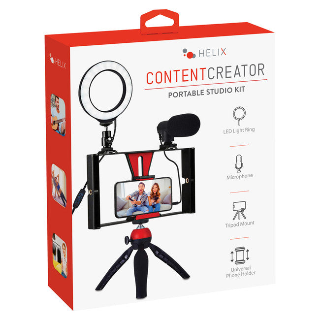 Helix Content Creator Portable Studio Kit with LED Ring Light - Black